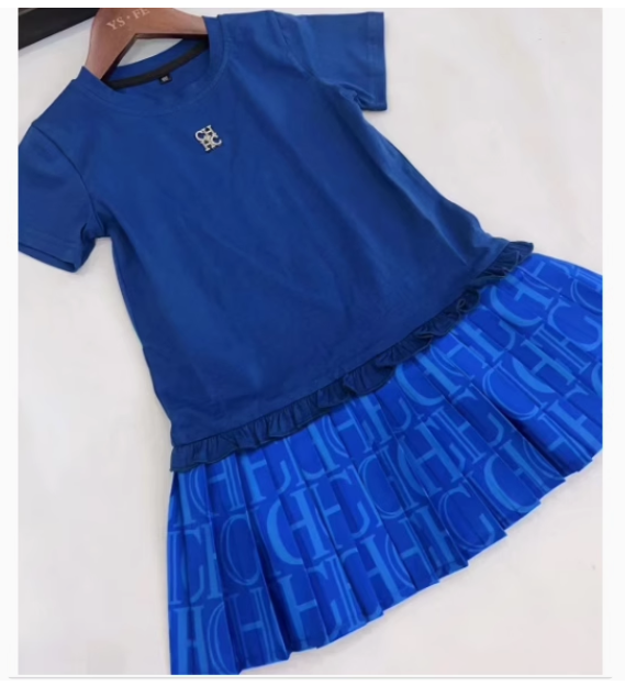 2023 summer new children's dress foreign trade high-end customization fashion simple temperament lady children's princess dress