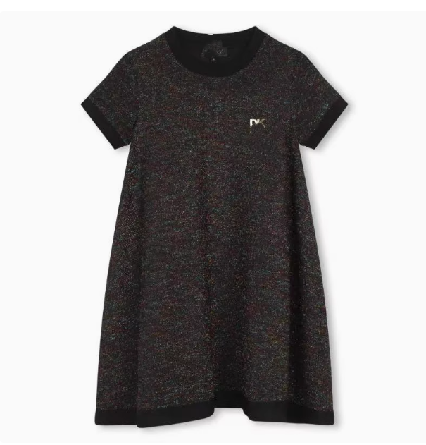 American DK original summer new girls' fashionable and stylish shiny silk short-sleeved dress slim elastic A-line skirt