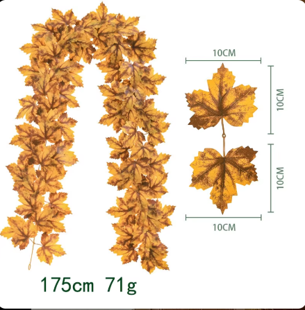 AYOYO Halloween Christmas Wall Hanging Simulation Maple Leaf Vine Artificial Green Plant