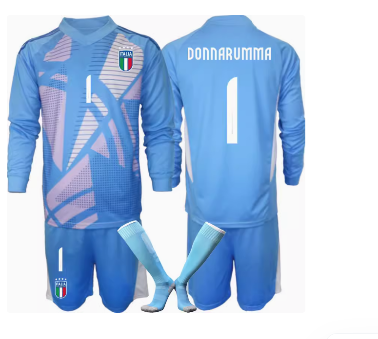 24 goalkeeper uniform No. 1 Buffon jersey Donnarumma goalkeeper Vicario football uniform children's long and short sleeves