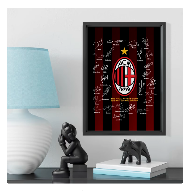 AC Milan 2007 Champions League champion team signed solid wood decorative photo frame photo wall table hanging frame Inzaghi