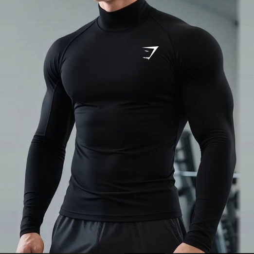 10th Anniversary [Hot Sale] Gymsherk High Neck Sports Tights Long Sleeve Men