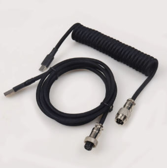 5PIN Male Gx12 Aviation Plug to Type-c Spring pink Braid Cable TPU Wire Add PP Nylon and PETsheath