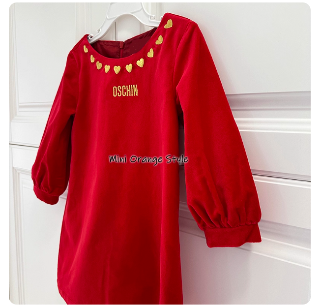 Italian girls' gold thread heart jacquard embroidered velvet dress, skirt, holiday Christmas dress, multiple styles