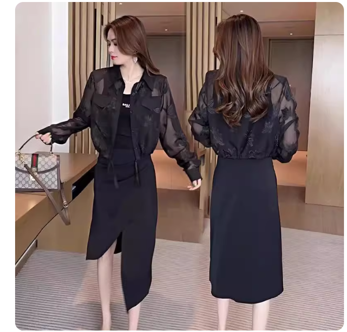 Summer new fashion all-match sun protection long-sleeved shirt women's light luxury high-end sense cardigan short jacket slim top