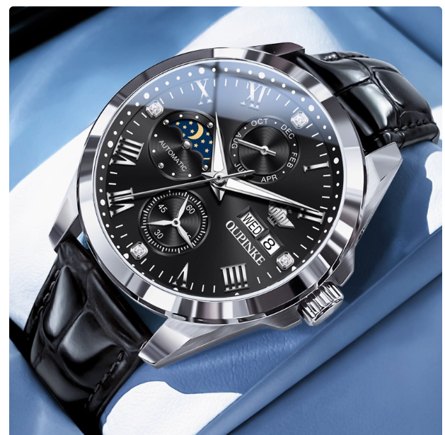 Official flagship store genuine brand watch men's fully automatic mechanical watch multi-function moon phase business belt top ten