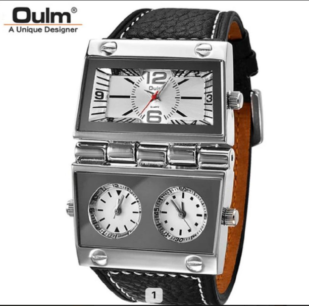 New Men Dual Display Sports Watches Oulm Men Watch Fold Big Size Fashion Outdoor Clock Leather Quartz Watch Relogio masculino