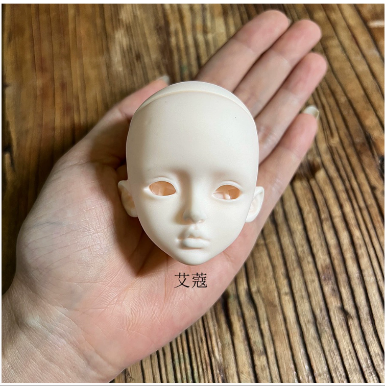 6 points mjd real-life style vinyl practice makeup bald head with open cover and replaceable eyes 30 cm doll head