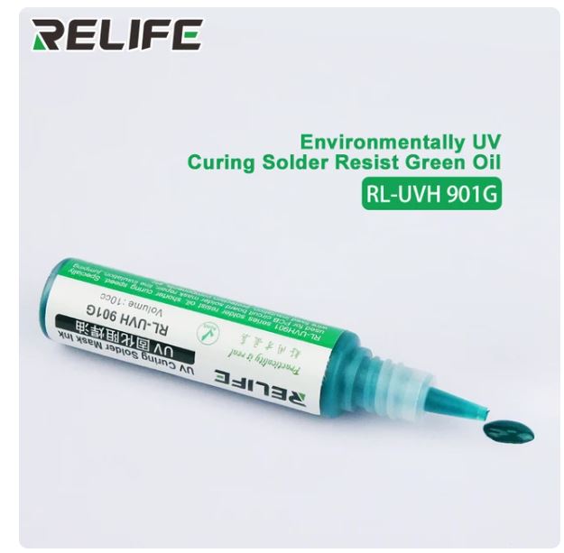RELIFE RL-UVH 901W Welding Fluxes UV Glue Curable Solder Mask 10CC for PCB BGA Circuit Board Protect Soldering Paste Flux