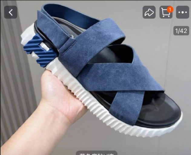 2025 summer new H home genuine leather sandals men's versatile flip flops outdoor beach shoes cross trend men's H slippers