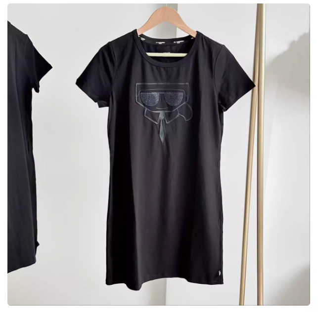 Xiaoguai women's clothing American style single cotton breathable comfortable round neck loose casual short-sleeved knitted dress