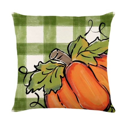 Thanksgiving Green Cushion Cover Sofa Home Decoration Pumpkin Print Cushion Cover Autumn Pillow