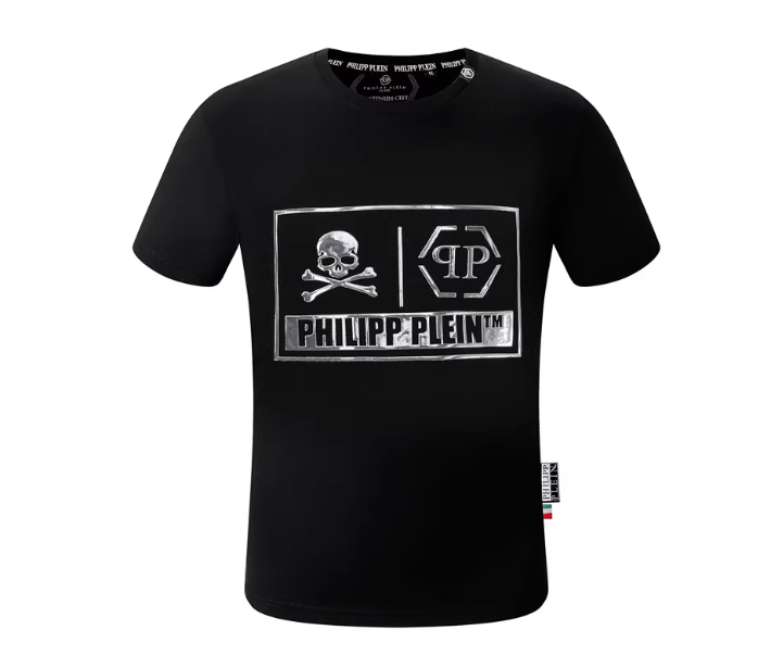 2023 Summer Fashion Brand PP Skull Letter Hot Stamping Short Sleeve T-shirt Men's Trendy Slim Casual Half Sleeve