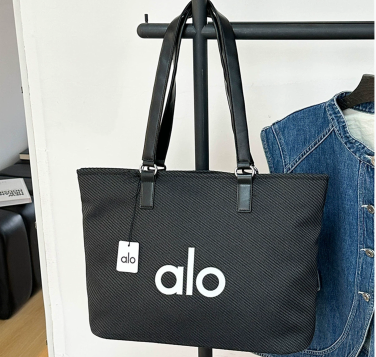 Alo Korean Style Simple Letter Canvas Bag Niche Shoulder Bag Commuter Handbag Large Capacity Tote Bag Women's Bag