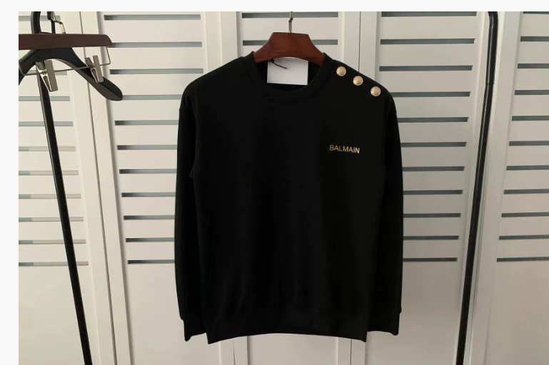 Autumn and winter new Balmain cotton loose pullover gold hot letter gold button sweatshirt couple style long sleeve ins same style
