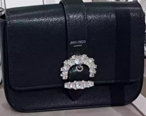 【Beautiful】(Full price 2640) 8/14 Jimmy Choo Flap Rhinestone Buckle Small Square Bag