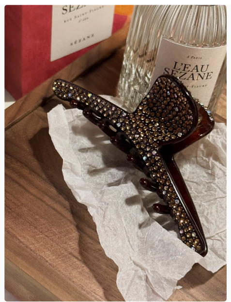 An Xiaobai◆Full of high-end feeling! European and American double-sided full diamond back of the head shark clip hairpin hairpin niche French style