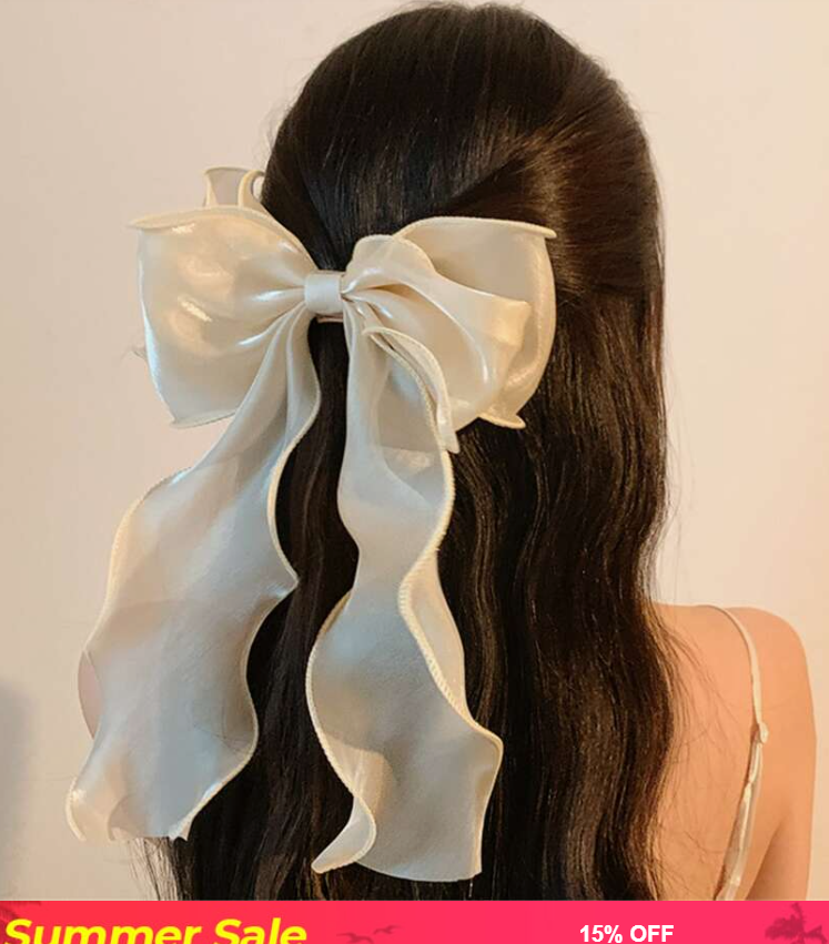 Cute 1pc Sweet Princess Style Mesh Bowknot Ribbon Hair Clip For Women, Big Barrette Spring Hairpin