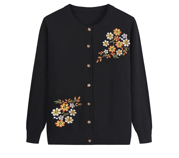 Mother's cardigan coat women's knitted wool thin middle-aged and elderly women's outer sweater autumn clothing for forty or fifty years old