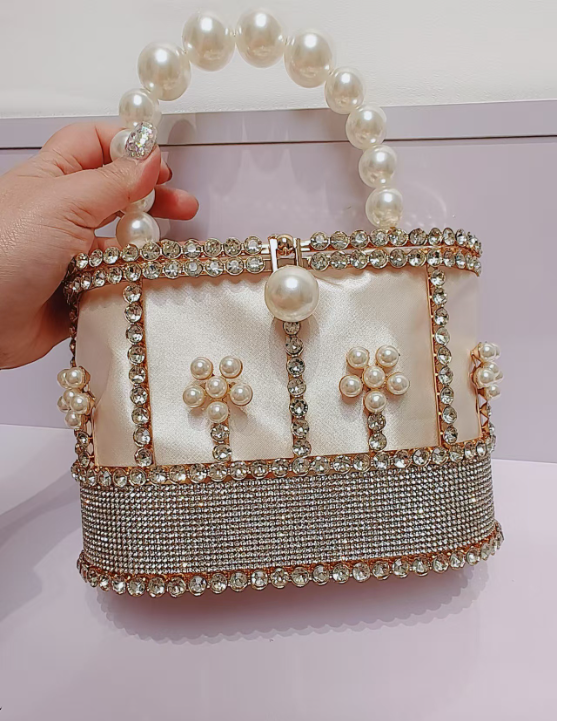 French-style metal basket with flowers, pearls, diamonds, evening gown, openwork rhinestone birdcage, bucket, handbag, crossbody bag