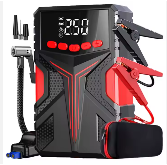 3000A Car Battery Booster Pack 4 in 1 Car Jump Starter with Air Compressor 12V Car Lithium Battery Jump Starter with Air Pump