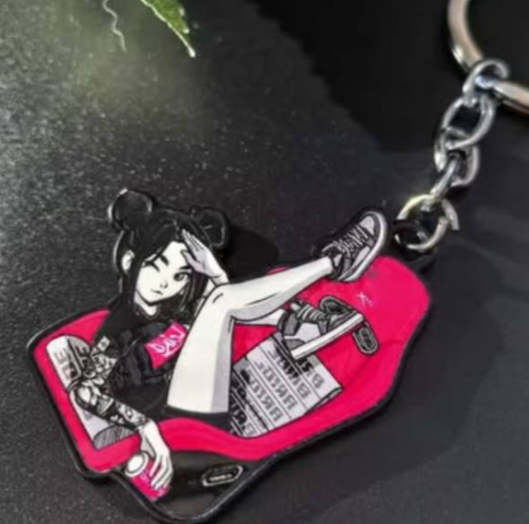 JDM Key Chain Sexy Girl 3D Metal Zinc Alloy Keychain Holder Car Motorcycle Key Ring Drift King Pendant Wheel Auto Accessories