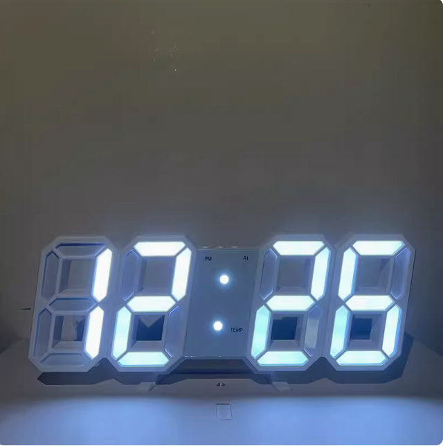 3D Stereo LED Large Digital Alarm Clock Luminous Silent Simple Electronic Clock Desktop Clock Wall-mounted Plug-in Clock