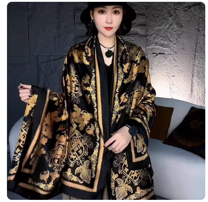 New fashion autumn and winter warm silk scarf sunscreen shawl stylish versatile temperament scarf summer air-conditioned room female hot style