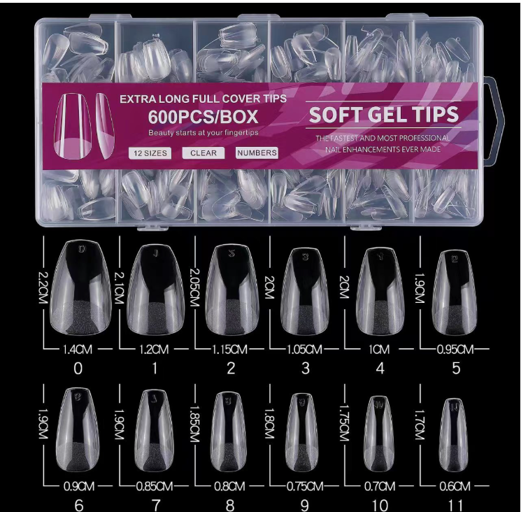 Nail tips, no need to carve thin short and long nail tips, semi-frosted, traceless, transparent frosted false nail tips 600 pieces