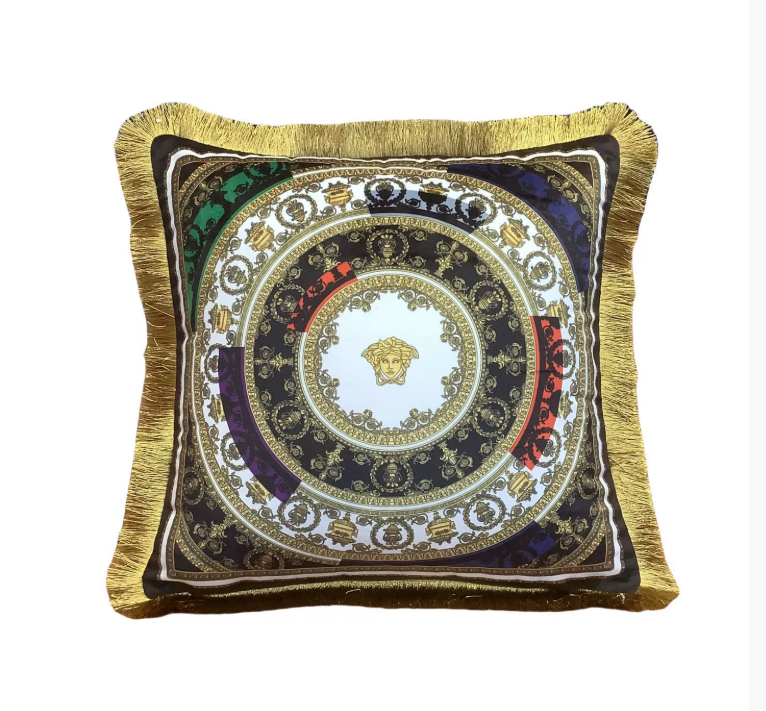European Baroque style light luxury double-sided printed sofa pillow Li velvet comfortable decorative model room cushion