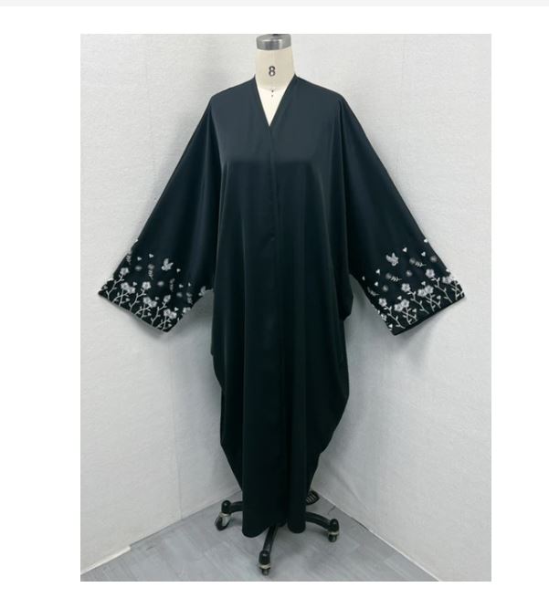 floral Embroidery Muslim Abaya for Women Eid Dress Morocco Ramadan Lace-up Abayas Kaftan Islam Cardigan Dubai Arab Long Robe