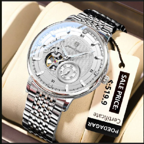 Poedagar Original Luxury Relojes Hombre Steel Strap Waterproof Luminous Mechanical Watch for Men