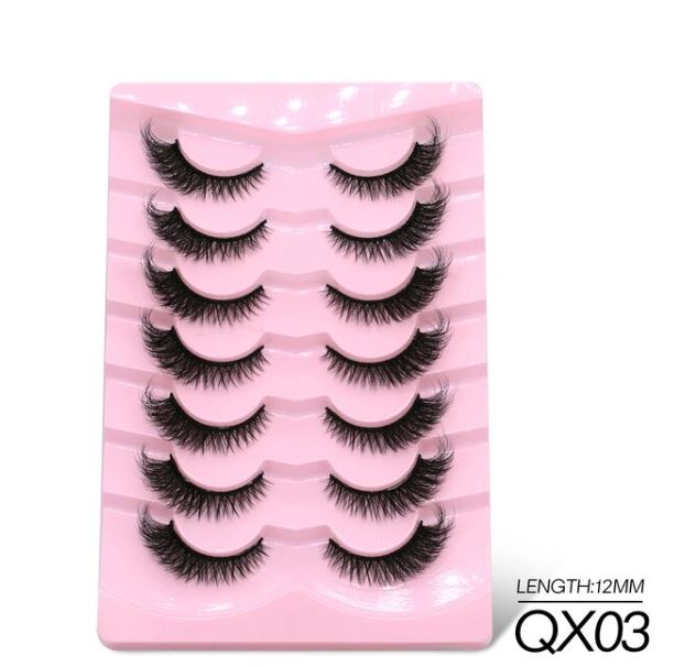 GROINNEYA 5/7 Pairs Cat Eye Lashes Faux Mink Eyelashes Fluffy long Full Strip Lashes Winged End Eye Elongated Fake Lashes