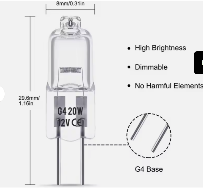 12V 2 Pin Clear Halogen Lamp G4 10W 20W Halogen Light Bulbs Warm White for Under Cabinet Puck Light Chandeliers