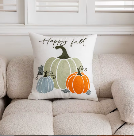 High Quality Halloween Home Decor Embroidered Pumpkin Sofa Throw Pillowcase and Woven Cushion Cover Factory Wholesale