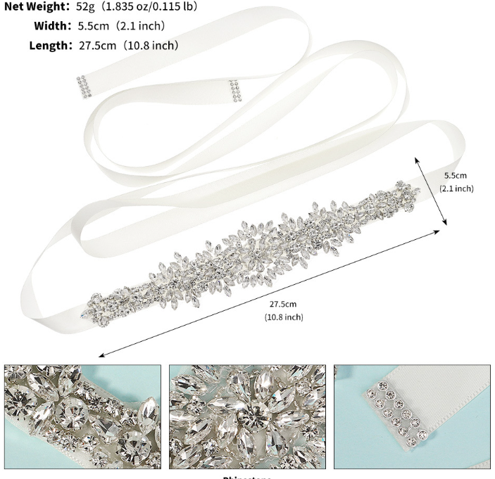 Cross-border bridal jewelry, wedding dress accessories, super sparkly rhinestone belts, heavy-duty high-end rhinestone flower belts for women wholesale