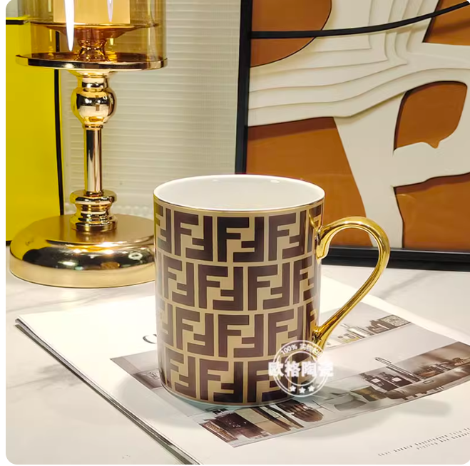 Fenjia European exquisite light luxury mug bone porcelain simple fashion office home water cup gift coffee cup