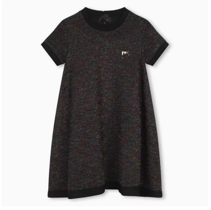 American DK original summer new girls' fashionable and stylish shiny silk short-sleeved dress slim stretch A-line skirt