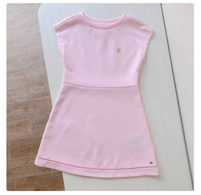 110/164 Exported to Europe children's clothing pink gold label openwork dress girl elegant dress high quality recommendation