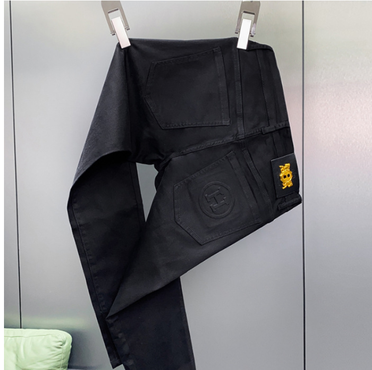 2025 Spring New Black High-end Jeans Men's Spring Loose All-match Straight Pants Casual Trousers