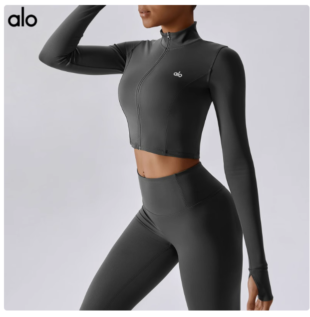 ALOVEYOU Yoga Clothes Women's Jacket with Chest Pad Quick Dry Sports Tops Running Fitness Long Sleeves European and American New