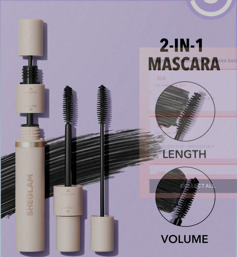 SHEGLAM Lash Besties 2-In-1 Mascara Volumizing Double Head Brush Easy To Remove No Smudge Long-Lasting Define Thick Lengthening Volume Big Eyes Mascara Black Friday Party Mascara