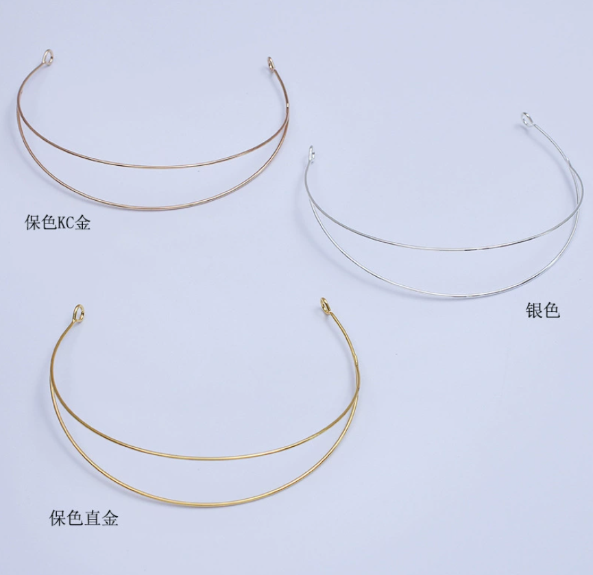 Retro court headdress hairpin with dangling ornaments, antique style material, double-lined crown headdress (09744)