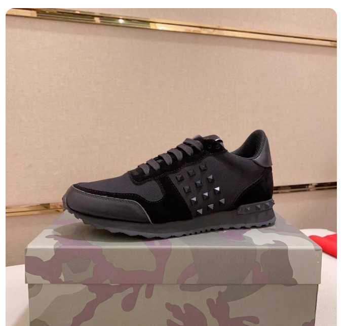 23 new European and American camouflage sports shoes men's lace-up color matching casual rivet genuine leather men's thick-soled running shoes