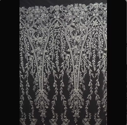 Wholesale good quality best design luxury beaded lace fabric