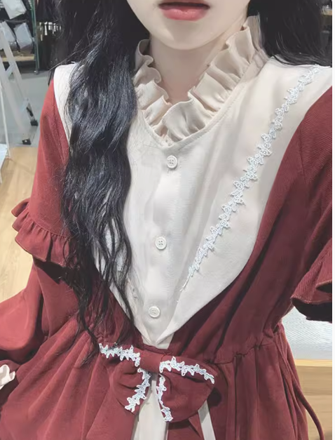 French first love corduroy dress for women autumn and winter high-grade temperament waist sweet fairy runaway princess long dress