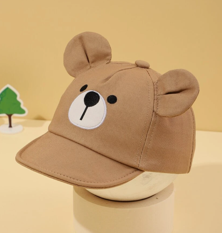 1pc Baby Bear Embroidery Decor Sun Hat With Big Ears, Suitable For Boys And Girls Daily Wear