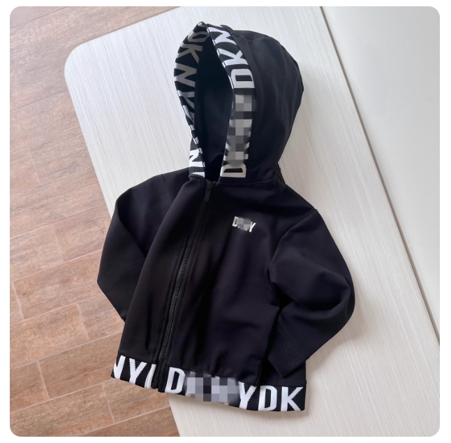 3-14 years old children's clothing exported to Europe autumn and winter hooded sweatshirt for girls and middle and large children's design letter ribbon jacket