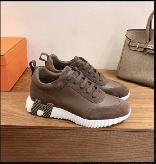 2025 early spring new genuine leather lace-up fashion casual sports shoes for men and women H family all-match flat running shoes for couples