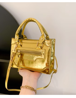 2023 new fashion trend bright leather stone pattern motorcycle bag portable single shoulder diagonal ladies bag portable small square bag